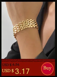 Punk Wide Lattice Chain Bracelet – Trendy Chunky Hand Chain for Women