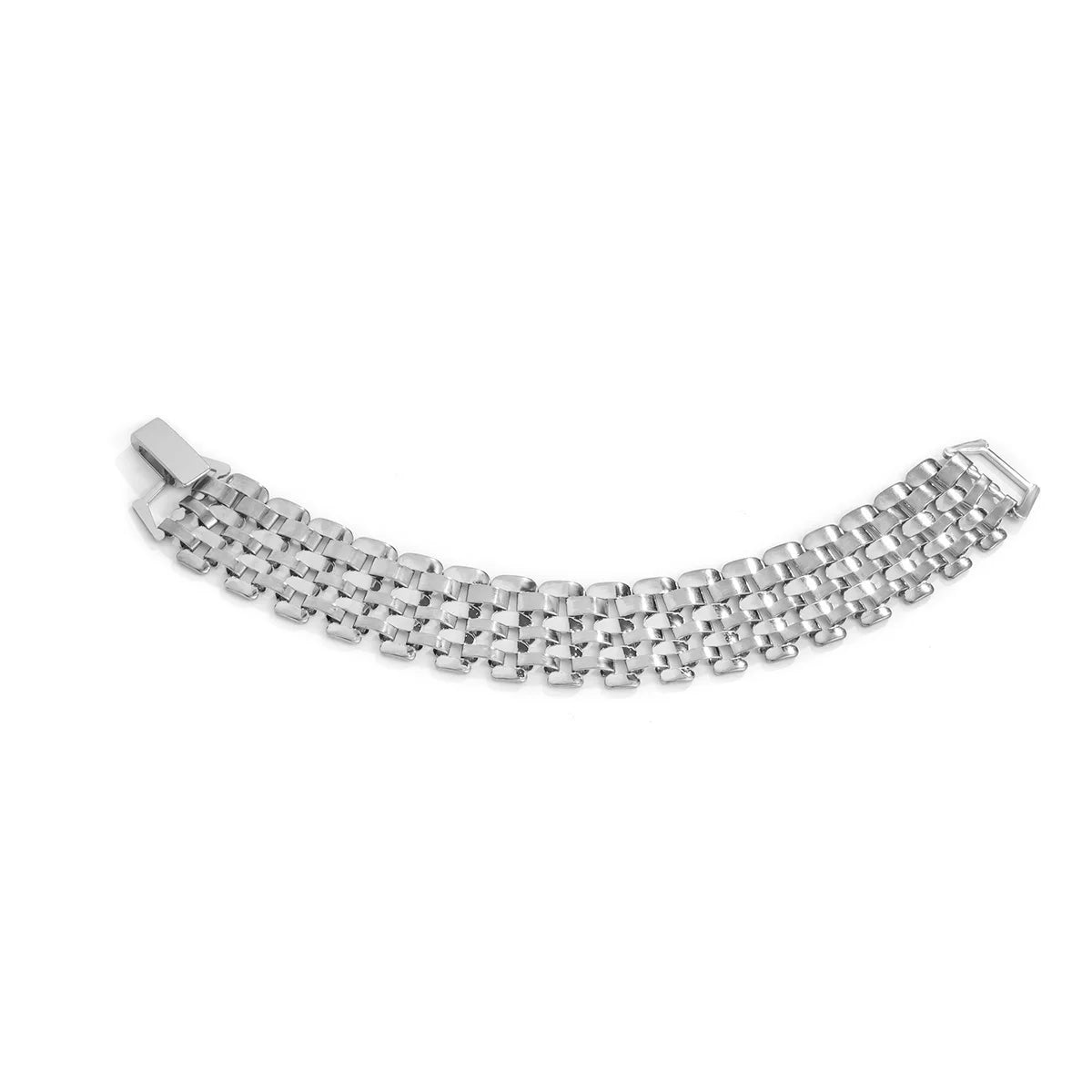 Punk Wide Lattice Chain Bracelet – Trendy Chunky Hand Chain for Women