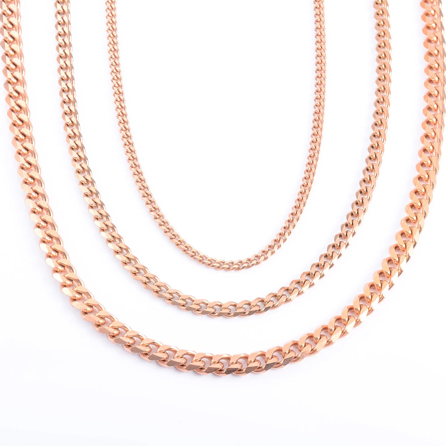 Rose Gold Stainless Steel Cuban Chain Necklace – Unisex Punk Choker