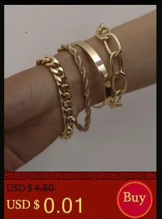 Punk Wide Lattice Chain Bracelet – Trendy Chunky Hand Chain for Women