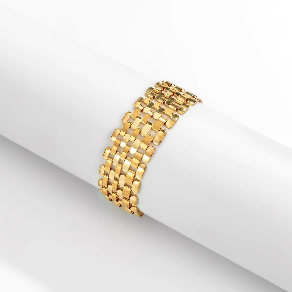 Punk Wide Lattice Chain Bracelet – Trendy Chunky Hand Chain for Women