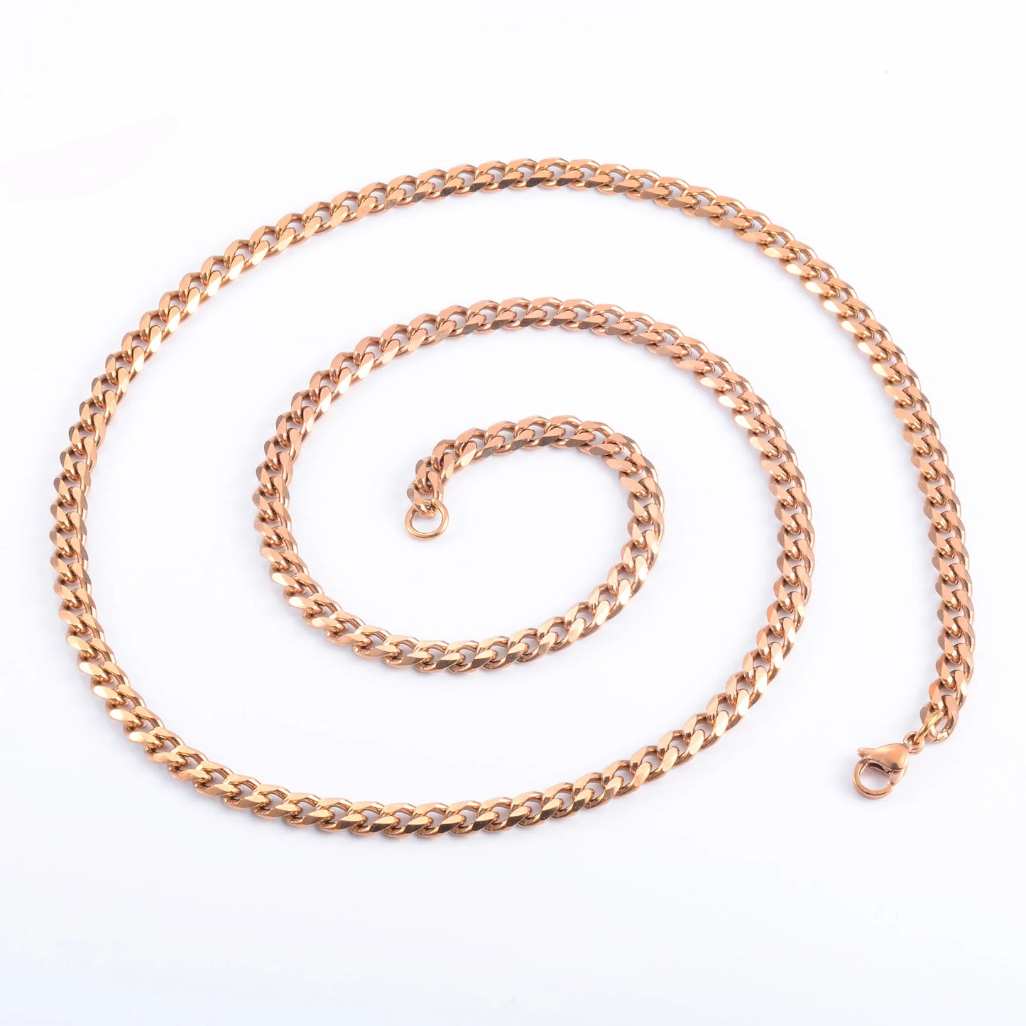 Rose Gold Stainless Steel Cuban Chain Necklace – Unisex Punk Choker