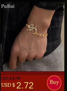 Punk Wide Lattice Chain Bracelet – Trendy Chunky Hand Chain for Women