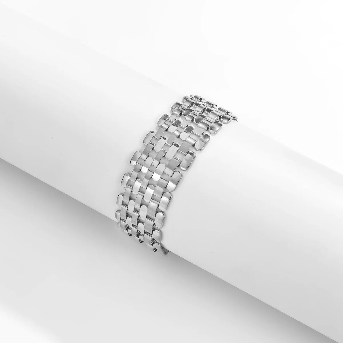 Punk Wide Lattice Chain Bracelet – Trendy Chunky Hand Chain for Women