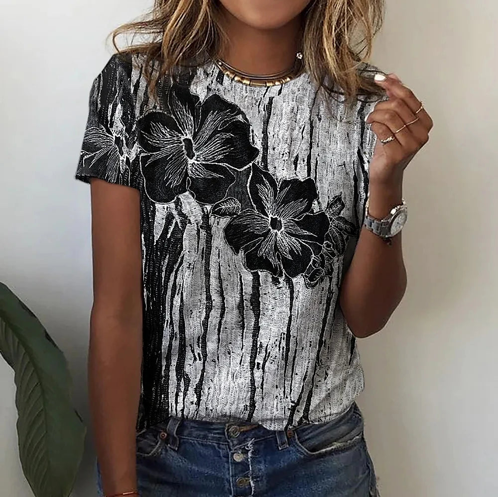Women's Floral Print Oversized T-Shirt – Summer Casual Top