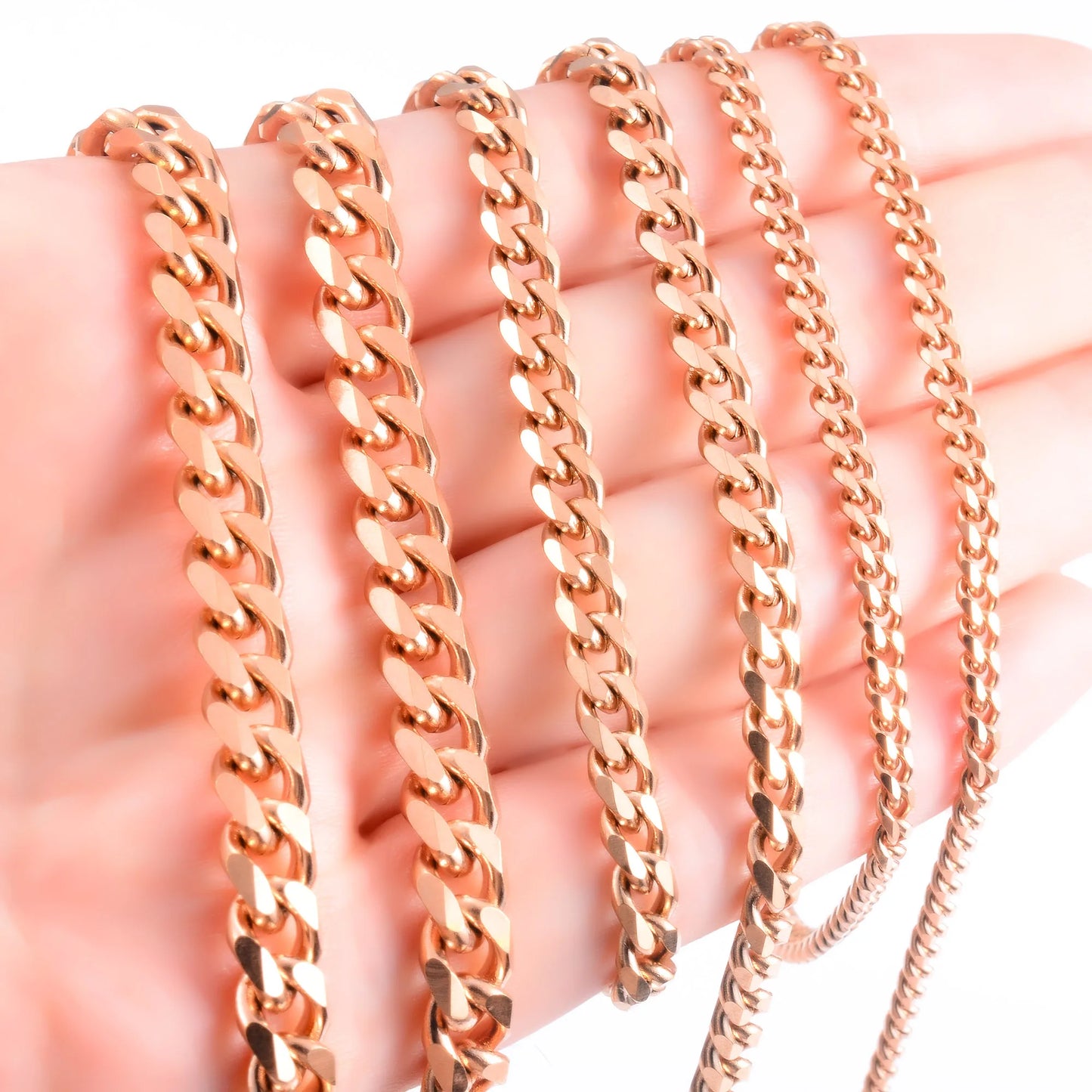 Rose Gold Stainless Steel Cuban Chain Necklace – Unisex Punk Choker