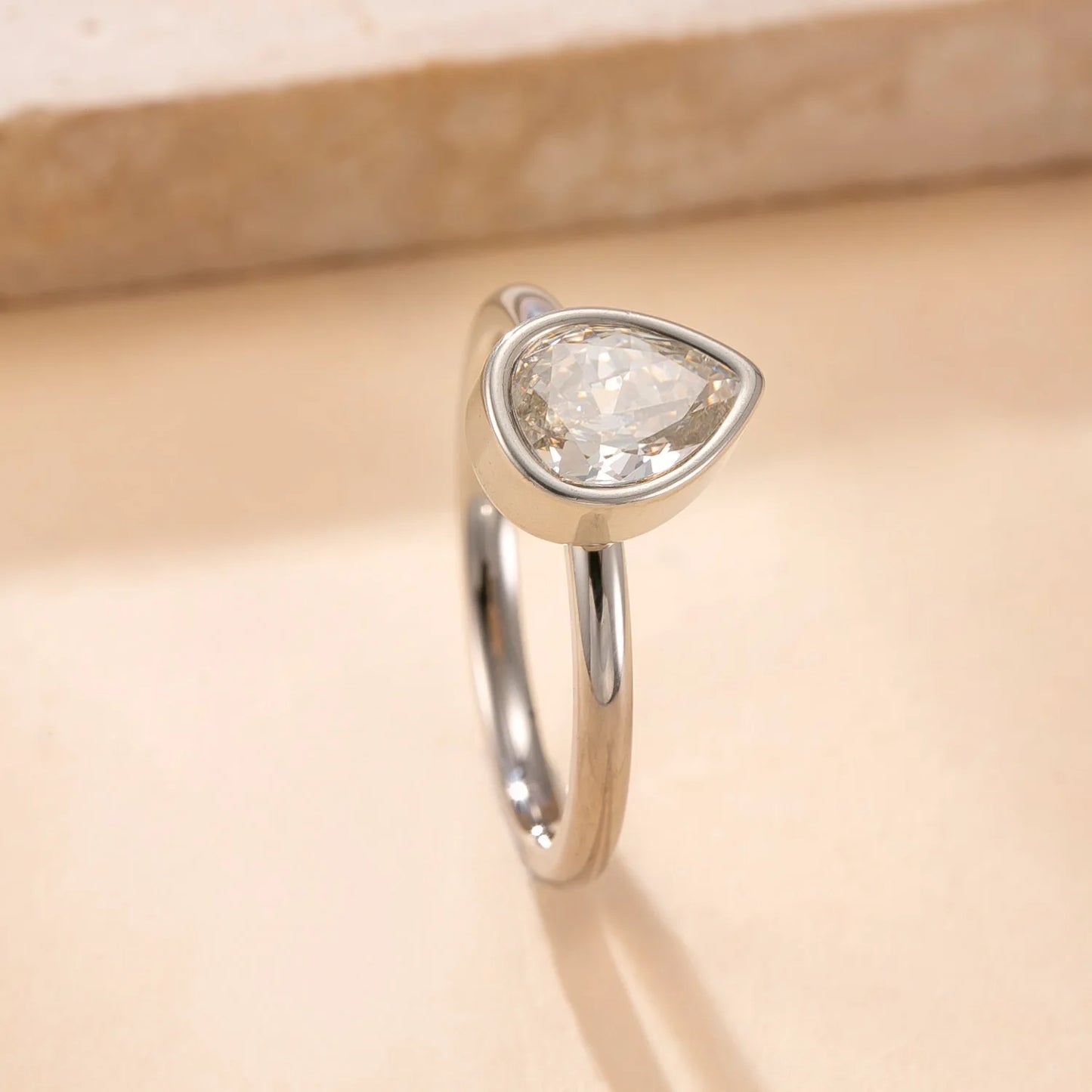 Luxury Square Zircon Stainless Steel Ring – Women's Fashion Jewelry