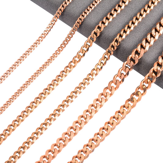 Rose Gold Stainless Steel Cuban Chain Necklace – Unisex Punk Choker