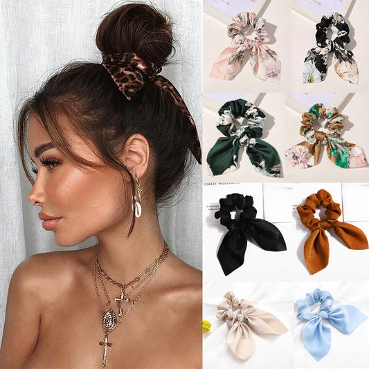Leopard Bowknot Elastic Hair Band – Women's Scrunchie Ponytail Holder